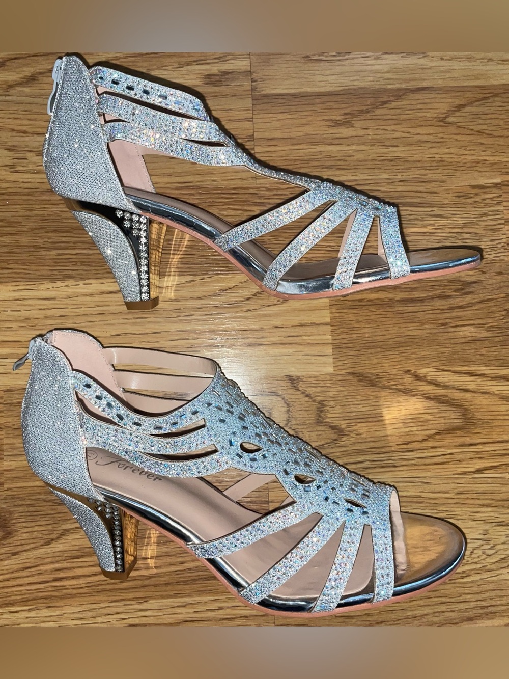 Forever Rhinestone Crystal Glitter High Heel Formal Sandal Womens Size 7.5 NWOT